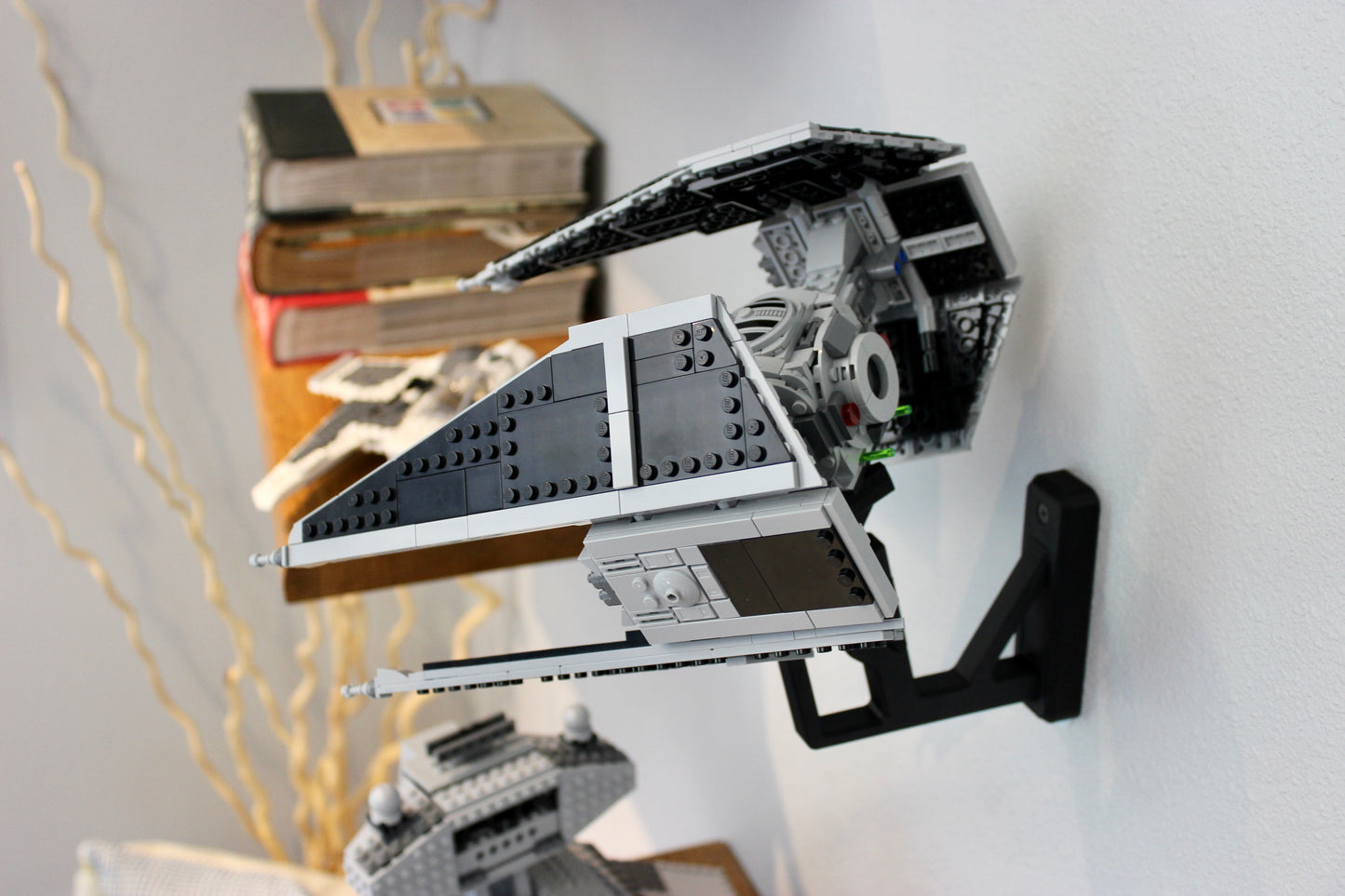 Wall Display for LEGO Star Wars Mandalorian Fang Fighter vs TIE Interceptor 75348 - Mounted on Wall