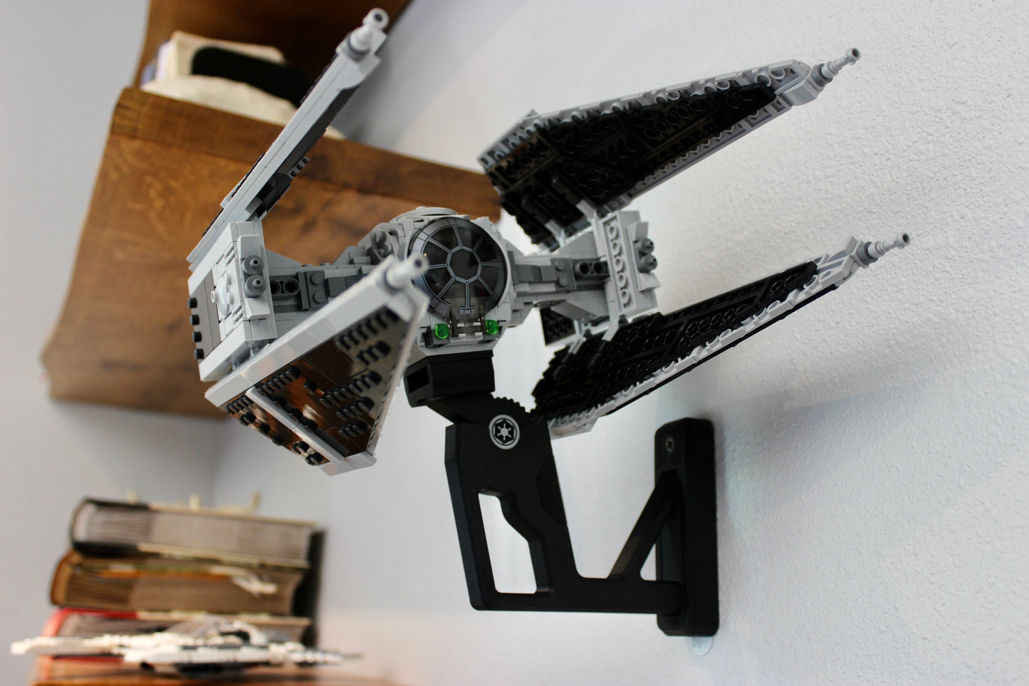 Wall Display for LEGO Star Wars Mandalorian Fang Fighter vs TIE Interceptor 75348 - Detail View
