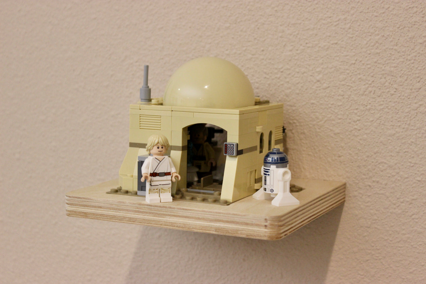 Wood Floating Shelf for LEGO Star Wars Obi-Wan's Hut 75270 - Mounted on Wall