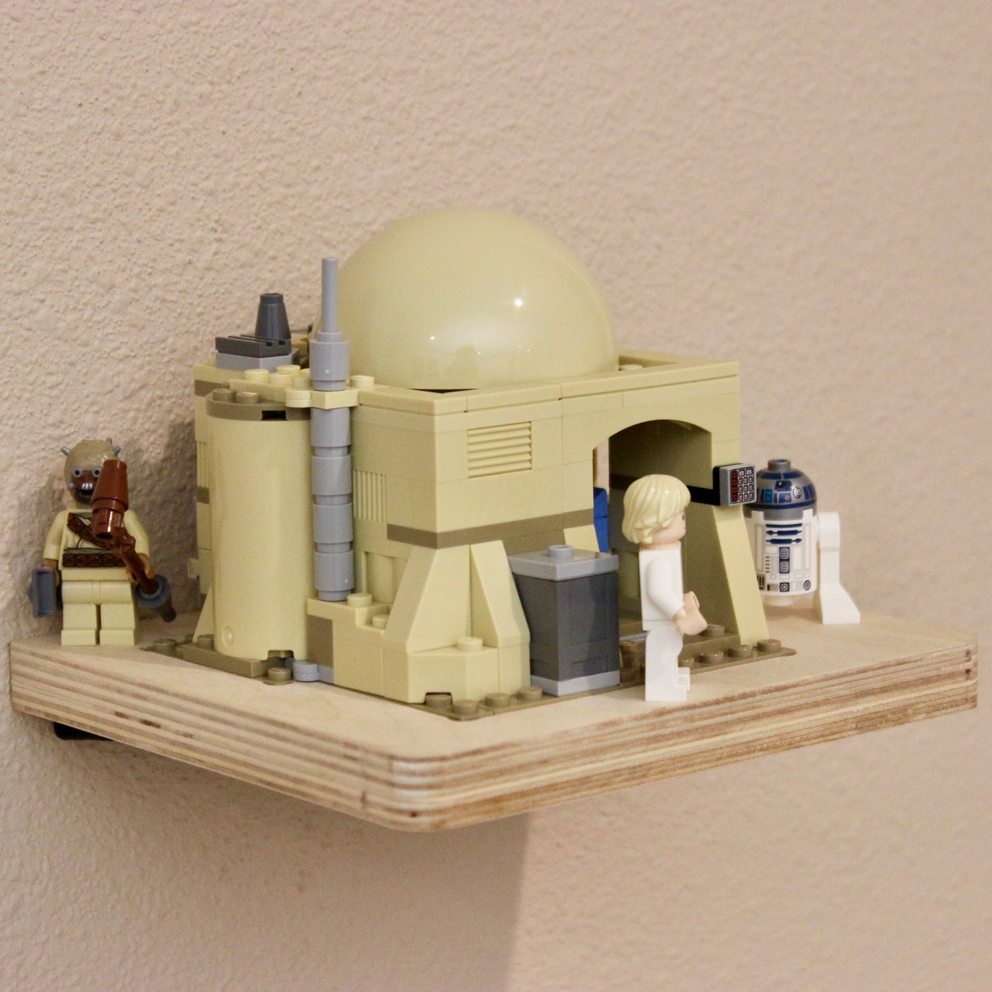 Wood Floating Shelf for LEGO Star Wars Obi-Wan's Hut 75270 - Detail View